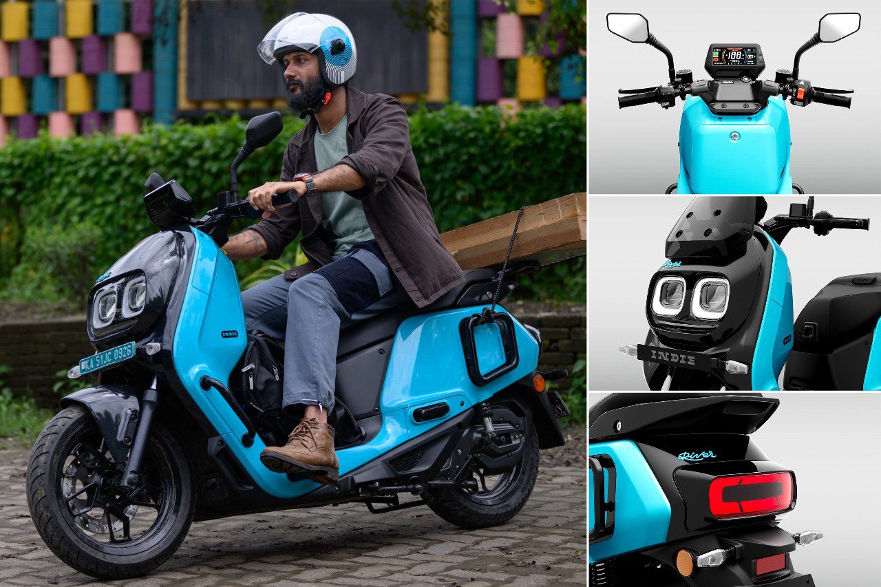 Yamaha RY01 Electric Scooter blue and black, digital dashboard, headlamp design, and rear tail light